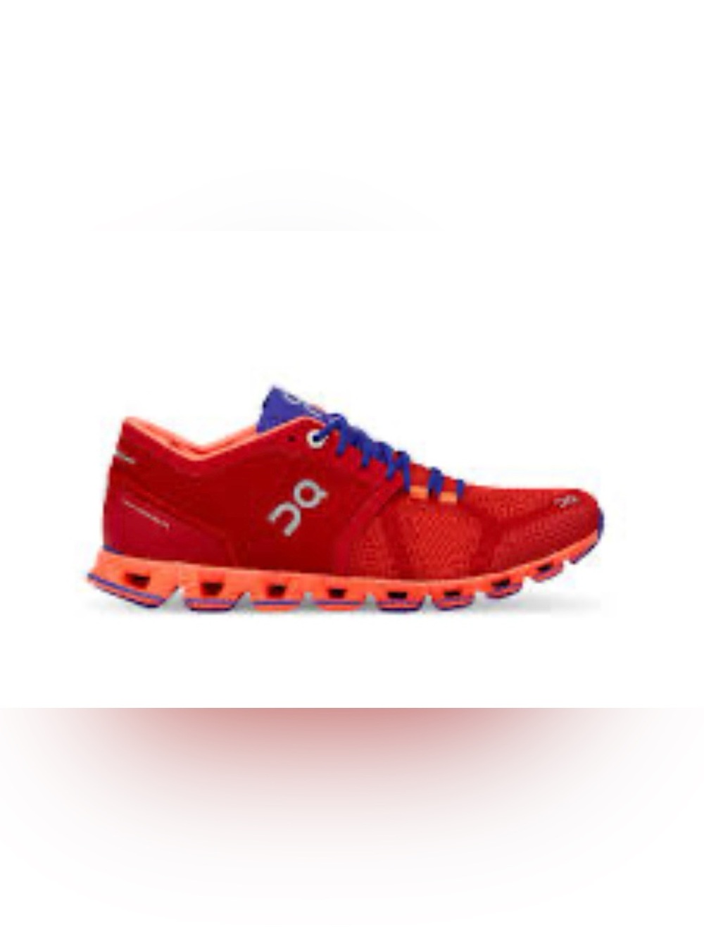 On Cloud X cross-training and running shoes in the popular "Red Flash" 9.5 women